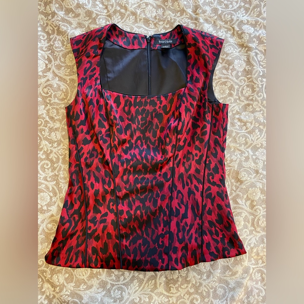 WHBM Red Leopard Blouse